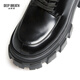 
DEEP BREATH Deep Breath Women's Shoes Cowhide Thick Sole Low Top Strap Gentleman Single Shoes Women's AX13066 Black 35