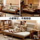 Quanyou Home North American Fas-Grade Red Oak Living Room Canapa lit Multi-fonction à double usage et couchés en bois massif intégré [imitation Coton et ligne + chêne rouge] canapé-lit 2.12M