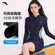 Anta Anta Slim Taille Badeanzug Frauen einteilige langärmelige Surf-Tauchanzug schlanker und konservativer Badeanzug schwarz l