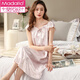 Modal Nightgown pour les femmes en glace d'été Silk mince de pyjama de pyjama mère d'âge moyen Summer Plus Taille Vêtements de maison Dark Green 761 M Recommandés [80-105Jin [Jin est égal à 0,5 kg]]]