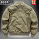 JEEP SPIRIT飞行夹克男休闲薄款工装外套男士春秋新款宽松秋冬防风男装棒球服 JWD9226卡其色-加棉 3XL