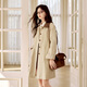 Xiangying British Academy Style Caki Windbreaker para mujeres 2025 Spring New Contrasting Lapel Mid-Long Longitud Casual Caki M