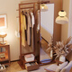 Ningzao Massivholzbügel bodenhaftes Schlafzimmer Haushaltsraum Kapuze Rack Drehende Spiegel integrierter Wohnzimmerbügel mit Spiegel Walnuss Farbe# große Größe: 120 cm*40 cm*170 cm