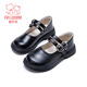 富罗迷女童小皮鞋春秋季新款小女孩公主鞋儿童时尚软底单鞋 黑色 34 