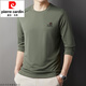 Camiseta de manga larga para hombre de algodón puro de la marca Pierre Cardin, estilo primaveral, sudadera informal holgada con cuello redondo, jersey versátil, camisa con fondo, pieza única 829-gris verde M (165) recomendado 120Jin Jin es igual a 0,5 kg o menos