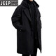 JEEP SPIRIT Jeep 2025 Autumn and Winter New Men's Korean Coat Men's Jacket Fake Two-piece Hooded Mid-Length Windbreaker Parka Black Thin 140-155Jin Jin equals 0.5 kg XL