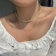 Mu Qian's exquisite plain gold chain/American 14K gold-filled snake bone necklace, bare chain stacked straps, can be equipped with pendants, simple basic gold-filled snake bone chain, total length 50cm sliding adjustment