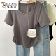 
Woodpecker Large Size Women's Fat mm Summer New Style 2025 Square Collar Irregular Short Sleeve T-shirt Fashion Shoulder Design Top White 13701 3XL Recommended 160-175Jin [Jin equals 0.5 kg]