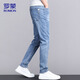Romon Jeans Herren Sommer Casual Hosen Herren trendige lange Hosen Männer schlanke Füße Herrenhosen hellblau 32