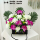 Zi Jiafu Qingming Festival flower tombstone, artificial flowers in front of the tomb, simulated chrysanthemum bouquet, large flower basket, tomb sweeping supplies, white + purple set (base is carton)