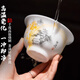 Langting Yafang ice seed mutton fat jade Kung Fu tea set pure hand-painted household cover bowl light luxury ceramic high-end tea cup high-end Wujian hand-painted tea set 1 piece