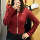 耐克（NIKE）外套女装春秋款V领修身鱼骨收腰运动服长T恤上衣 HV8459-677暗红 M