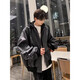 Yiran presents jacket men's autumn and winter high street fashion handsome hunting suit fake two-piece design baseball uniform hooded casual jacket for men black XL recommended 120-140Jin Jin equals 0.5 kg