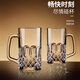 Green apple thickened glass beer mug with larger capacity 615ml, two bar KTV club home craft beer mug