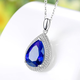 Shien's new product 925 sterling silver sapphire inlaid with drop-shaped pendant 18K gold plated tanzanite color gemstone clavicle necklace for women single pendant (not equipped with chain)