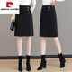 Pierre Cardin Woolen Skirt Women's Spring Autumn and Winter A-Line Medium Short Skirt High Waist Slimming Hip Skirt Temperament One Step Skirt 2 Brown 2XL Recommended 125-135Jin Jin is equal to 0.5 kg