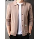 Lilang men's wool knitted cardigan for middle-aged and young autumn and winter fashion casual men's lapel cardigan jacket trendy black [8625] M 165 [120Jin [Jin equals 0.5 kg] below]