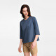 Aigle [nuevo producto en primavera y verano] Camiseta de manga de 7 cuartos aigao Camiseta de algodón puro de algodón puro casualidad simple de manga de 7 cuartos para mujeres Swamp Blue Bi983 36 (160/84a)