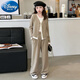 Disney Girls Autumn Set Korean Style Middle and Big Children Fashion Casual Holiday Two-Piece Cardigan Children's Coat Wide Legs Two-Piece Set Black 160 cm