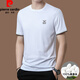 Pierre cardin high-end brand summer 2025 new high-end embroidered short-sleeved top thin round neck cool ice silk T-shirt khaki [Ti13062] L 170 [suitable for weight 120-135Jin [Jin equals 0.5 kg]]