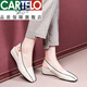 卡帝乐鳄鱼（CARTELO）品牌真皮包头凉鞋女2025春夏新款坡跟女鞋方头百搭后空气质妈妈单 米白色 35