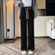 Velvet de terciopelo hechos al algodón Pantalones de patio de cordero en el terciopelo en espesor de las mujeres en otoño e invierno Pantalones casuales rectos de la cintura altas para mujeres Pantalones de algodón 9767 Negro [Velvet de cordero alto 24.5] M 80-100Jin [Jin equivale a 0.5 kg]