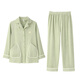 Anzhiban JuhaoSleep Couple Pajamas Autumn and Winter Double-sided Australian Plush Casual Solid Color Loose Women's Homewear Set Grass Green L
