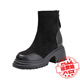 Die kleine Höhe des Holzholzers von 10 cm Martin-Stiefel für den Herbst und Winter von Frauen plus Fleece 2025 NEUE DICK-LOCKED SLIMLIMLASTE Kurzstiefel Schwarze Mikrofaser-Version 36 36