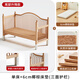 Beech wood spliced bed crib solid wood children's bed widened children's bedside bed with raised guardrails single bed (three side guardrails) + 6cm removable and washable coconut palm mattress 180*60CM side lift