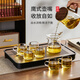 YIHUTEA glass tea set teapot tea water separation household high-end teapot tea tray office tea kung fu tea cup thickened glass wooden handle teapot