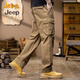 Jeep (JEEP) high-end pure cotton overalls men's 2025 autumn and winter new loose straight casual pants men's retro trendy brand long pants men