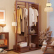 Ningzao Massivholzbügel bodenhaftes Schlafzimmer Haushaltsraum Kapuze Rack Drehende Spiegel integrierter Wohnzimmerbügel mit Spiegel Walnuss Farbe# große Größe: 120 cm*40 cm*170 cm