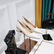 
Woodpecker 12352 Korean style fashionable simple thick heel versatile mid-heel shoes shallow mouth pointed toe professional OL office worker women's shoes off white 35