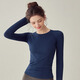 Lugeli yoga clothing top for women, spring, autumn and winter seamless high elastic slimming sports long-sleeved running quick-drying training Pilates T-shirt Navy M suitable for 95-110 Jin Jin equals 0.5 kg