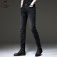 Aemape Frühlings- und Herbst -Herren -Schwarz -Baumwoll -Jeans Koreanische Retro -Retro -Kleine Stretch Casual Hosen 1048 Black 31 [zwei Fuß vier]