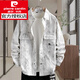 皮尔卡丹（pierre cardin）牛仔外套男生春秋季新款青少年衬衫夹克初高中学生男装潮流士针织 16819蓝色字母 M (80-100斤左右)