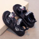 Hongxing Tong Brand Código roto Sandalias Kulomi para niñas 2025 Nuevo primavera y verano Soft Sole No Slip Girl Princess Soft Sole Sodekers NB655 Black Size 26