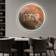 Kleine Gemälde Uhr High-End-Sense kreisförmiger Mond Esszimmer Hänge elektronische Uhr Wanduhr Wohnzimmer 2025 Neue Style-Eingang Dekorative Maluhr ZP3893 [LED Digital Display Screen-Can immer eingestellt werden] 47 Zoll 120*120 cm [elektrisches Modell mit Lichtern]