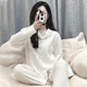 Yalu pajamas for women in spring and autumn cotton long sleeves simple ladies loose summer high-end home clothing set autumn and winter new style 3884 2XL [135 160Jin [Jin equals 0.5 kg]]