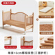 Beech wood spliced bed crib solid wood children's bed widened children's bedside bed with raised guardrails single bed (three side guardrails) + 6cm removable and washable coconut palm mattress 180*60CM side lift