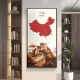 画之楼中国地图玄关装饰画入户门挂画客厅走廊过道办公室背景墙壁画挂画 万里长城X15053黑色边框 80*160cm-推荐宽1.0-1.2米墙面