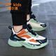Delhui Kindersportschuhe für Kinder mittleren Alters mit leichten Laufschuhen im mittleren Alter von Kindern, die schockabsorbierende Schüler für die Frühlings- und Herbstmädchen-Internet-Promi-Schuhe d6626 Meter grün Orange Doppelnetz 33 innere Länge 21 cm geeignet für Fußlänge 20cm