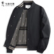 Dances with Wolves Exquisite Lining Baseball Collar Jacket Men's 2025 Autumn New Solid Color Casual All-match Flight Jacket 1019 Black 001 L (175)
