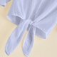 She pool fashion shirt 2025 spring and summer new women's clothing tie single-breasted centre-sleeved short shirt T31X0666C