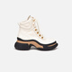 EP Yaying women's shoes, work style thick-soled sheepskin leather Martin boots straps hiking boots shopping mall same style XJ01A black 37
