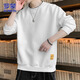 ROMON sweatshirt men's autumn and winter casual long-sleeved T-shirt men's loose tops men's bottoming shirt white L