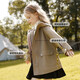 ASK JUNIOR Girls' Jacket 2025 Autumn Hooded Loose Windbreaker Jacket Children's Jacket Khaki 170