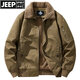 Jeep (JEEP) fleece jacket men's winter warm thickened pilot jacket pure cotton workwear casual cotton coat men's large size cotton jacket camel XL recommended weight 150Jin Jin equals about 0.5 kg