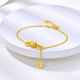 Junbu gold color bracelet for women 999 pure gold double layer chain 18k gold small waist bracelet for Valentine's Day for girlfriend small waist bracelet 10cm