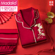 
Modal wedding pajamas newlywed couple suit summer ice silk year of zodiac red men and women spring and autumn long-sleeved home clothes 1098 men embroidered women small flower robe (gift box) one size male L+ female M
